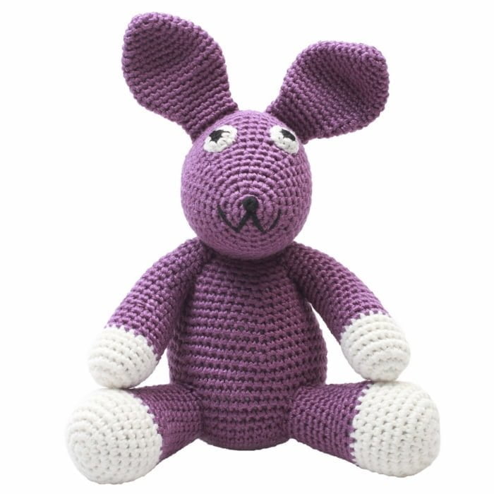 Hæklet bamse - kanin (mørkelilla)