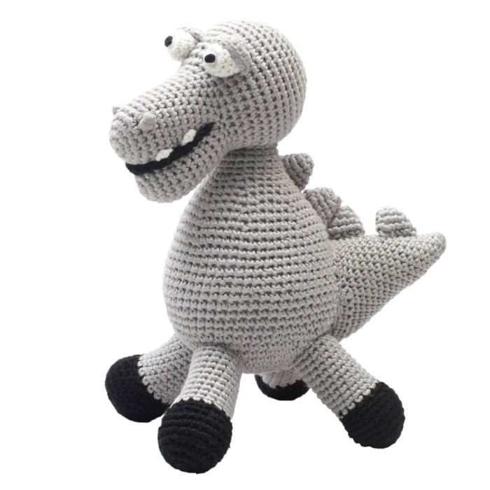 Hæklet bamse – krokodille (grå)