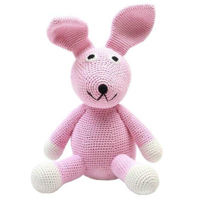 Hæklet XL bamse - kanin (lyserød)