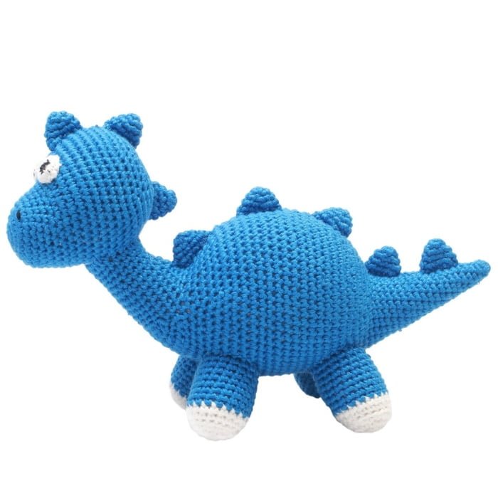 Hæklet XL bamse - dino (blå)