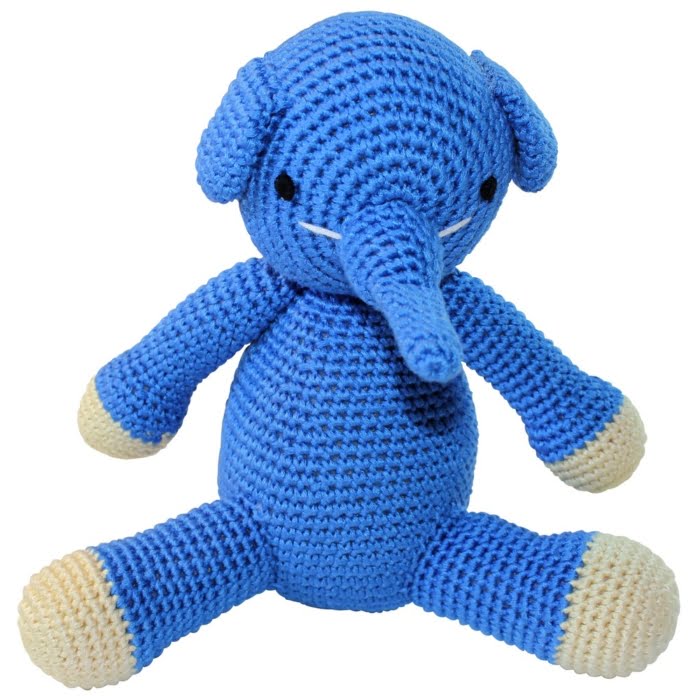 Hæklet XL bamse - elefant (blå)