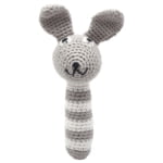 Crochet Rattle Stick - Grey Rabbit