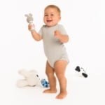 Crochet Rattle Stick - Grey Rabbit - Image 2