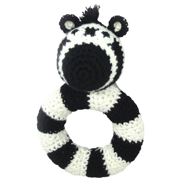 Hæklet rund rangle - zebra