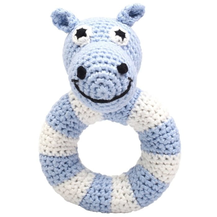 Crochet Ring Rattle - Light Blue Camel