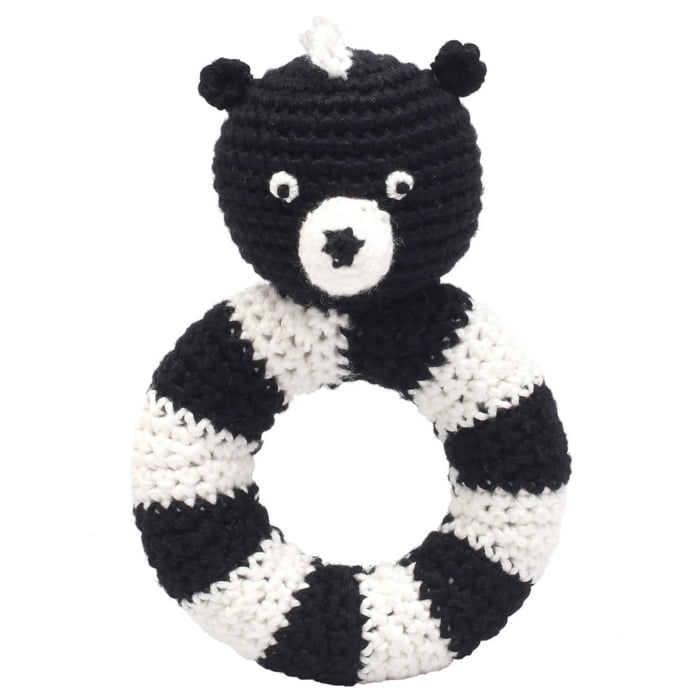 Crochet Ring Rattle - Black Skunk
