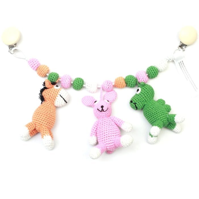 Crochet Pram Mobile - Donkey, Rabbit & Camel