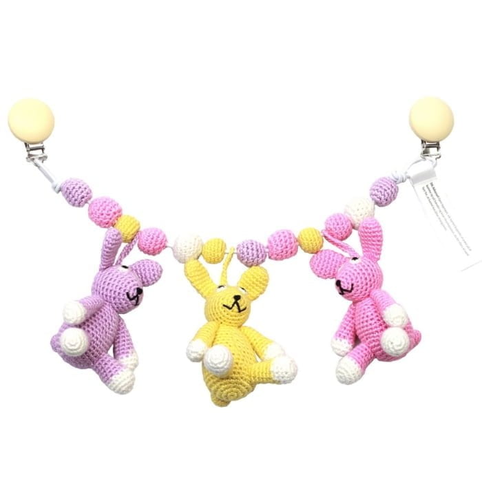 Crochet Pram Mobile - Rabbit Sisters