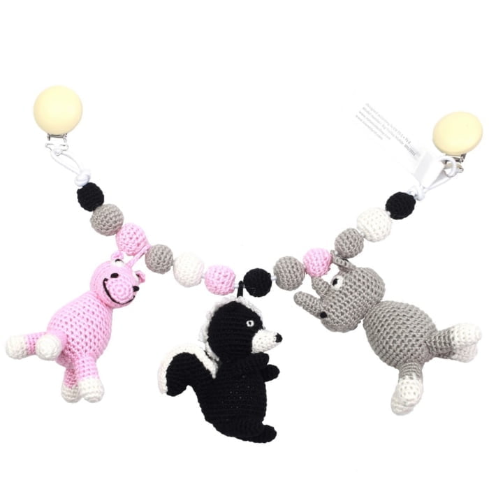 Kinderwagenkette mit Kamel, Stinktier und Nashorn