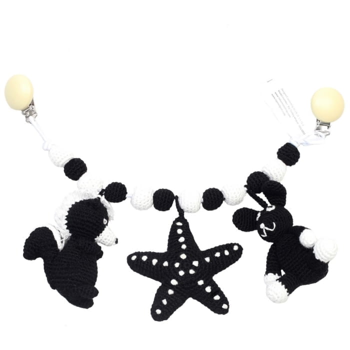 Crochet Pram Mobile - Skunk, Stafish & Rabbit