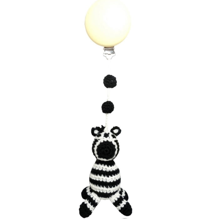 Crochet Pram Mobile - Black Zebra