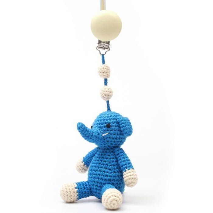Crochet Pram Mobile - Blue Elephant