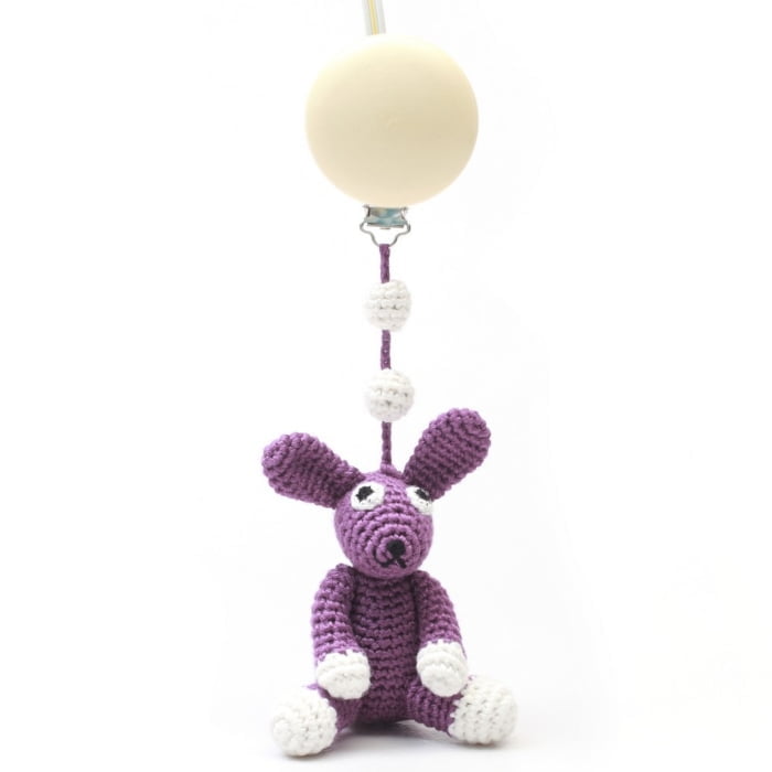 Crochet Pram Mobile - Dark Purple Rabbit