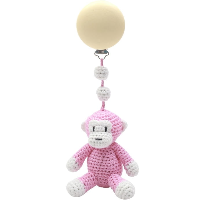 Crochet Pram Mobile - Pink Monkey