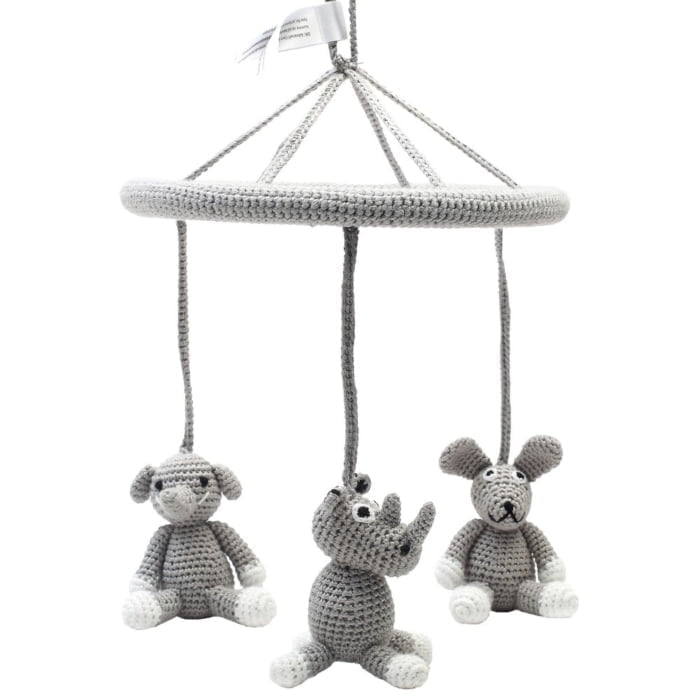 Crochet  Mobile - Rabbit, Elephant & Rhino