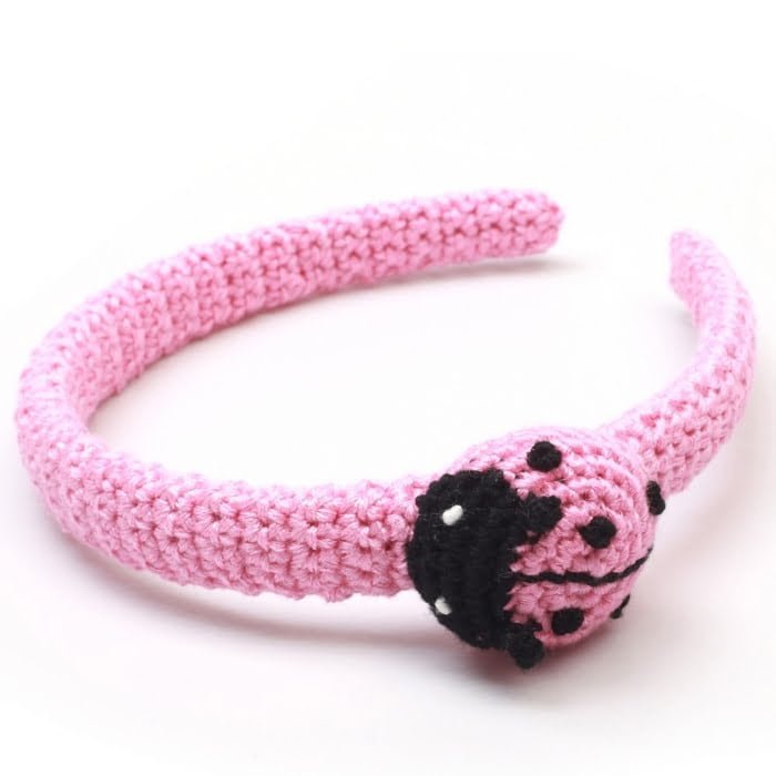 Hårbøjle med mariehøne - pink