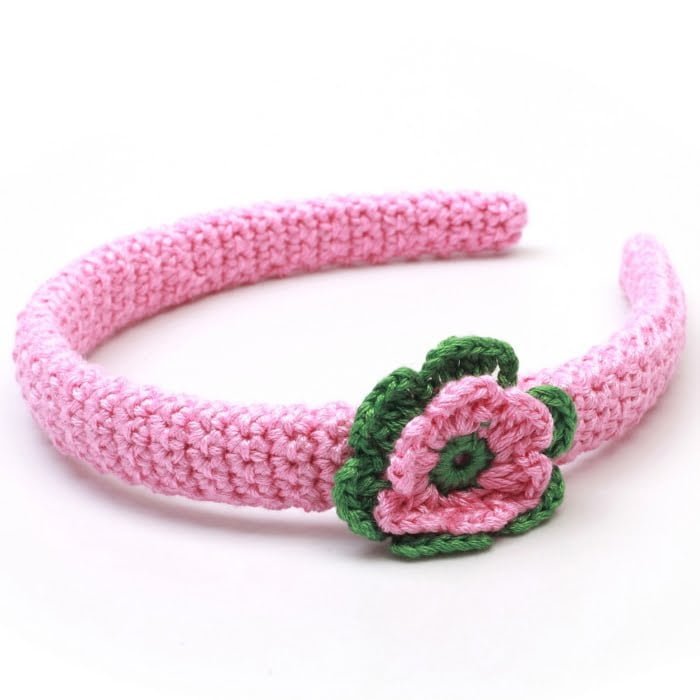 Hårbøjle med blomst - pink