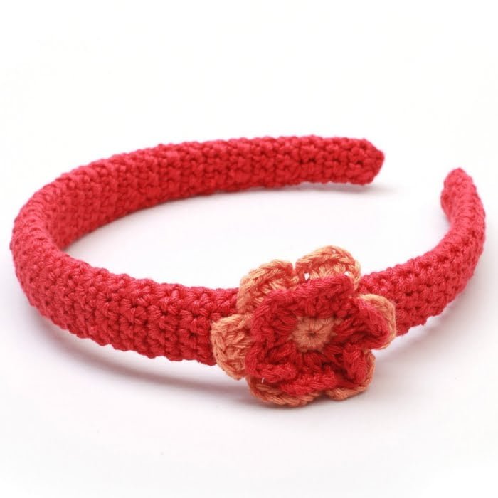 Haarreif mit Blume - rot