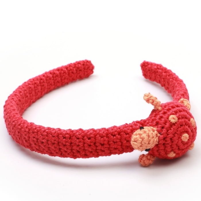 Crochet Hair Band with Turtle - Red
