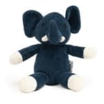 Organic Velour Teddy Bear - Dark Blue Elephant